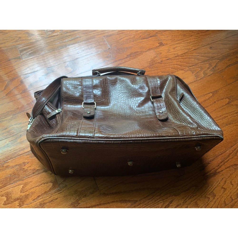 Bath & Body Works Brown Faux Crocodile Duffle Bag